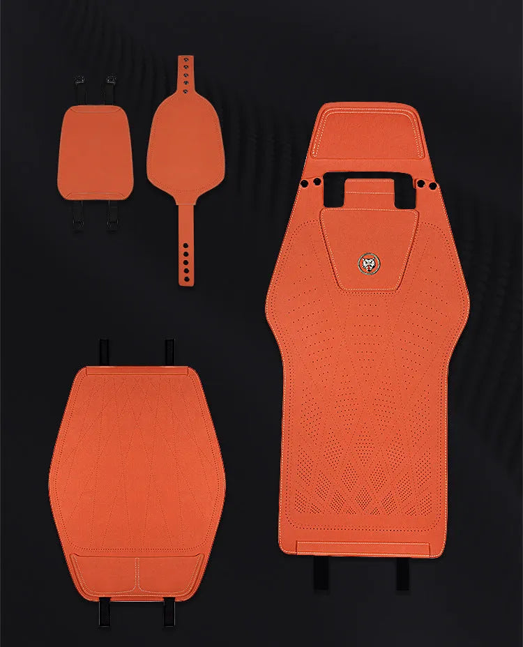 Ultra thin tailored leather car seat cover with gradient hole pattern in Hermes orange colour