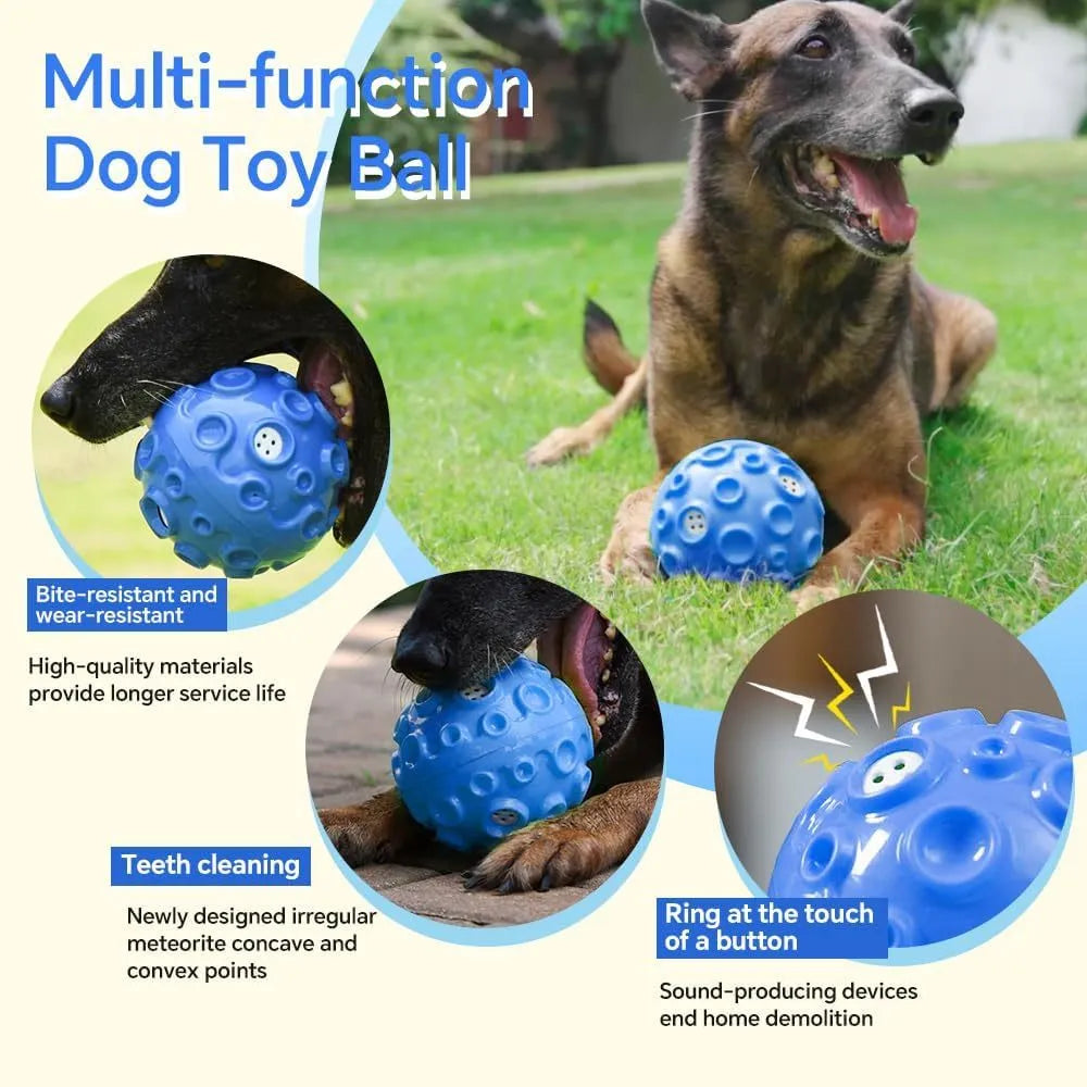 Coloured rubber dog ball with textured surface for aggressive chewers and teeth cleaning