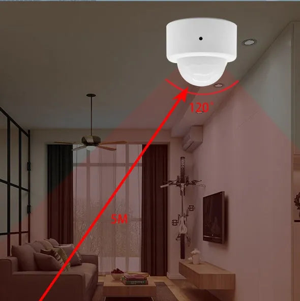 White wireless infrared body sensor for home automation with ZigBee 3.0 connectivity