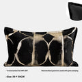 Black gold abstract flannel pillow with bronzed full moon pattern available in square and waist sizes