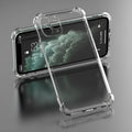 Transparent shockproof TPU case for multiple iPhone models on a smartphone