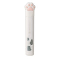 Closed cat paw mini folding scissors showing stainless steel blades and coloured handles.