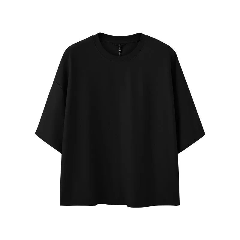 Men's sand grey loose fit short sleeve pullover with regular sleeves for casual leisure wear