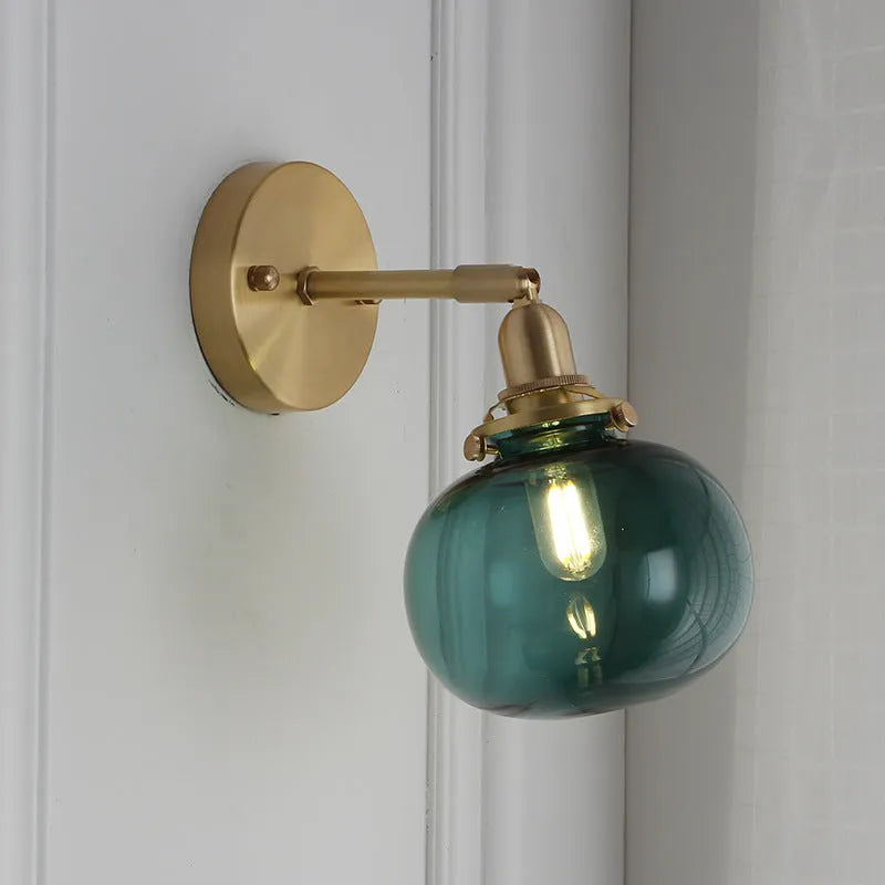 Pumpkin-shaped glass wall lamp in transparent or blue options for living room bedroom lighting