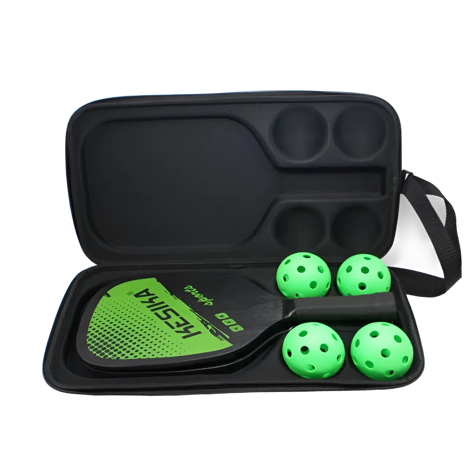 Black Peak portable EVA storage box for pickleball rackets and balls with double shoulder straps.