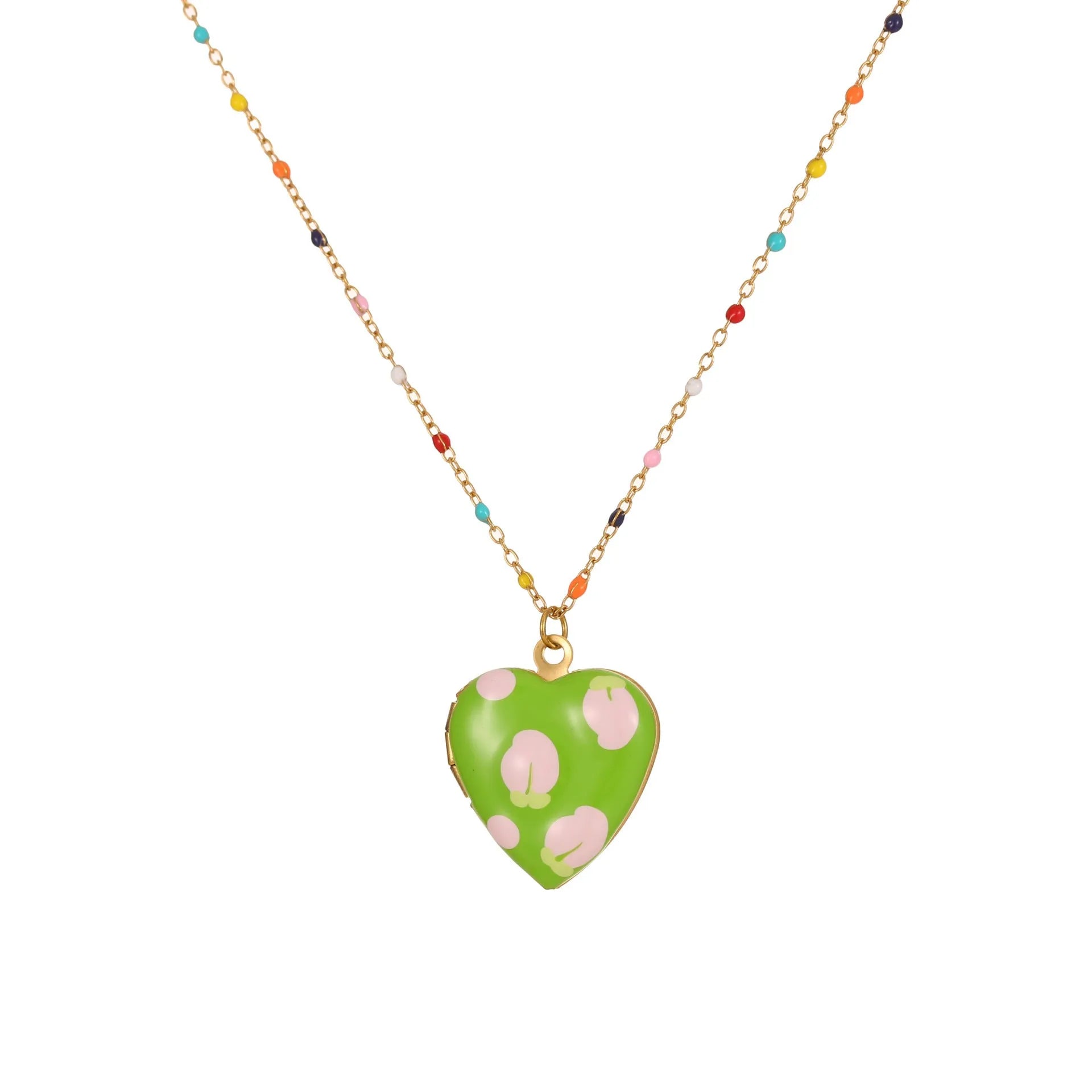 Stainless steel fruit pendant necklace with 18K gold plating and adjustable 41-50cm chain