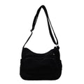 Women's canvas tote bag large capacity horizontal square shape beige with outer pocket