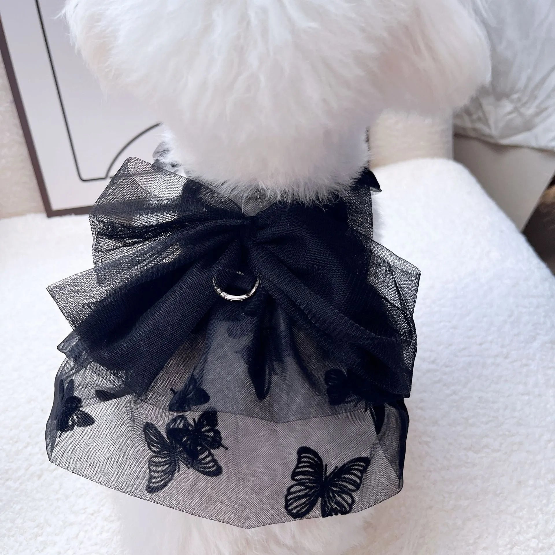 Black polyester tulle skirt for small pet dog or cat, princess style