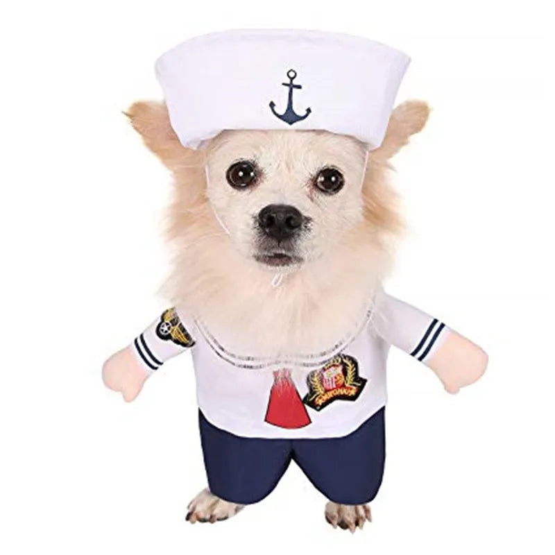 Fashion minimalist sailor pet costume for cats and dogs in Sailor colour made from polyester