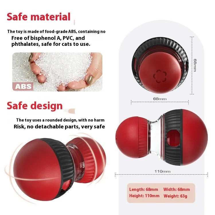 Rotating funny cat sound food dropping ball toy with super ball attachment for interactive pet play