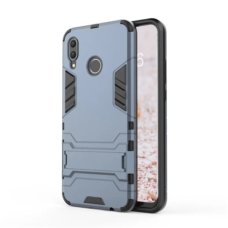 2-in-1 bracket phone case for Huawei P20 Pro in blue black with kickstand extended