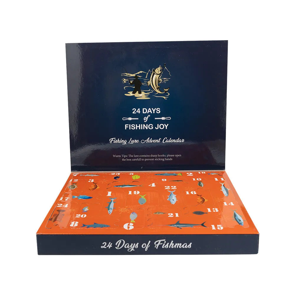 24-piece Christmas minnow fishing tackle set with metal lures and storage box in 01 style colour