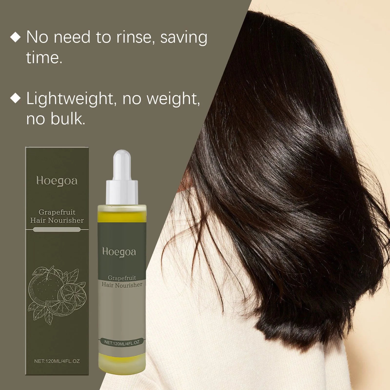 120ml bottle of Grapefruit Hair Conditioner with ingredients including ginger, grapefruit seed, and rosemary oils.