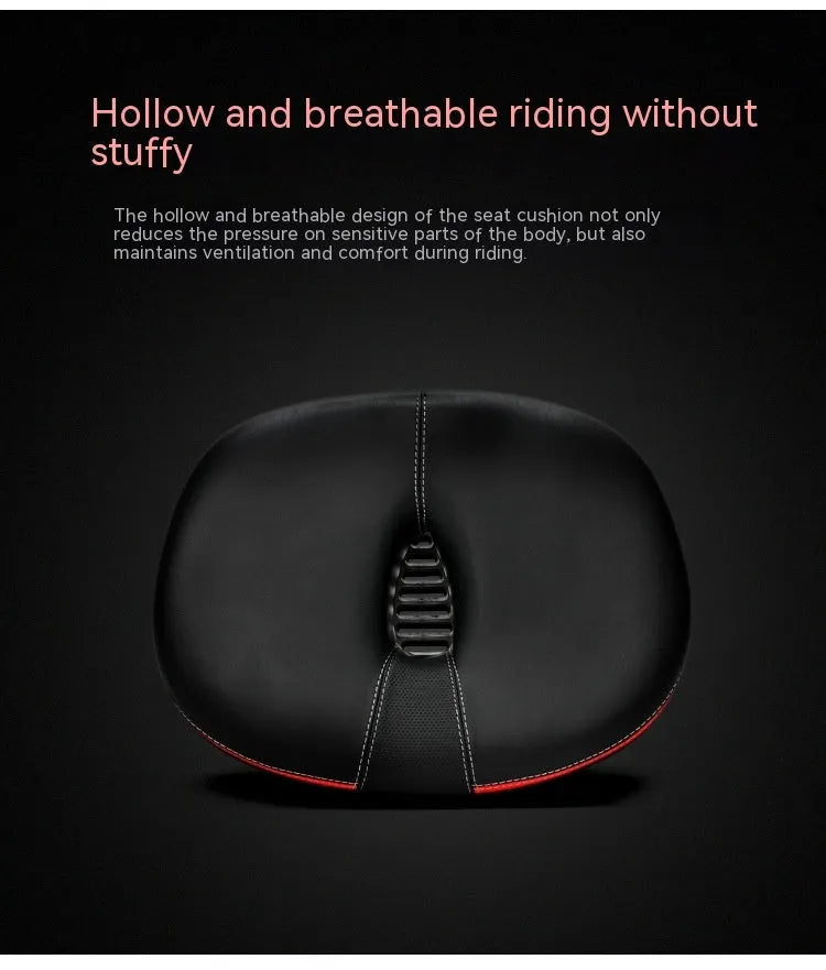 Thickened red bicycle saddle with shock absorber showing 210x270mm dimensions