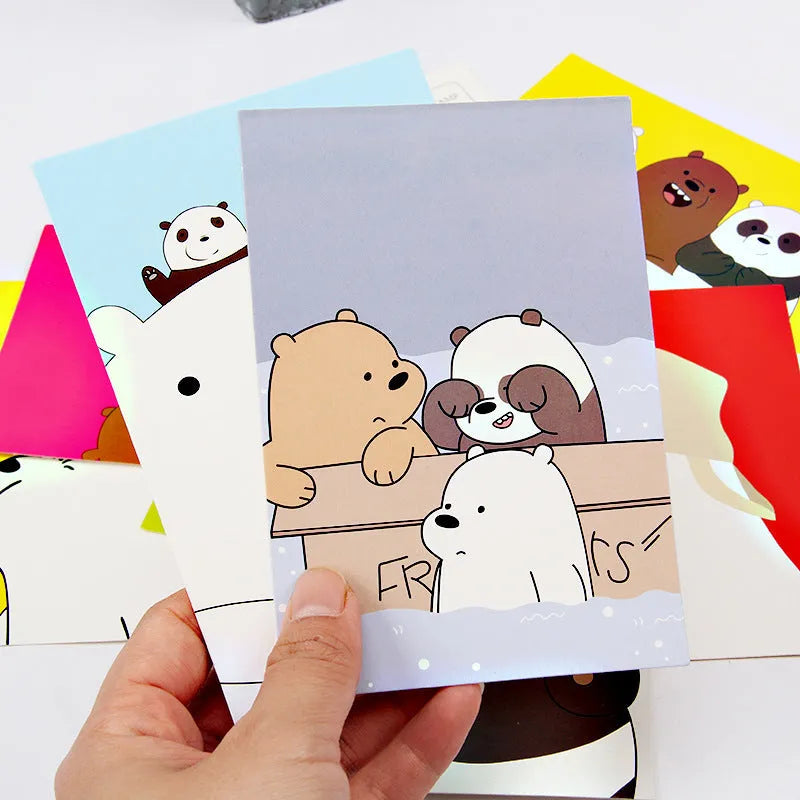 Nine Japanese-style minimalist postcards with retro Paris tower and historic site cartoon designs