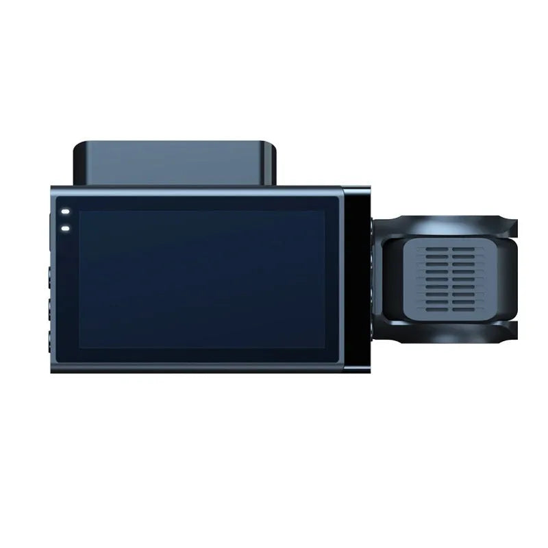 Black 5-inch car dash camera with mounting bracket on a windscreen.