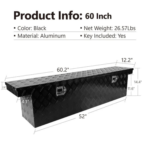 26-inch black aluminium alloy toolbox with removable organiser tray open
