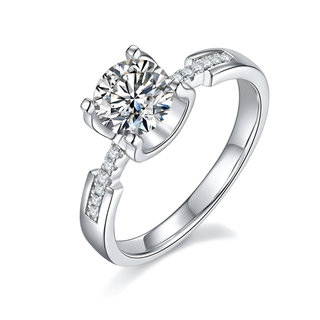 1-carat moissanite wedding ring set S925 silver platinum plated with diamond pen inspection