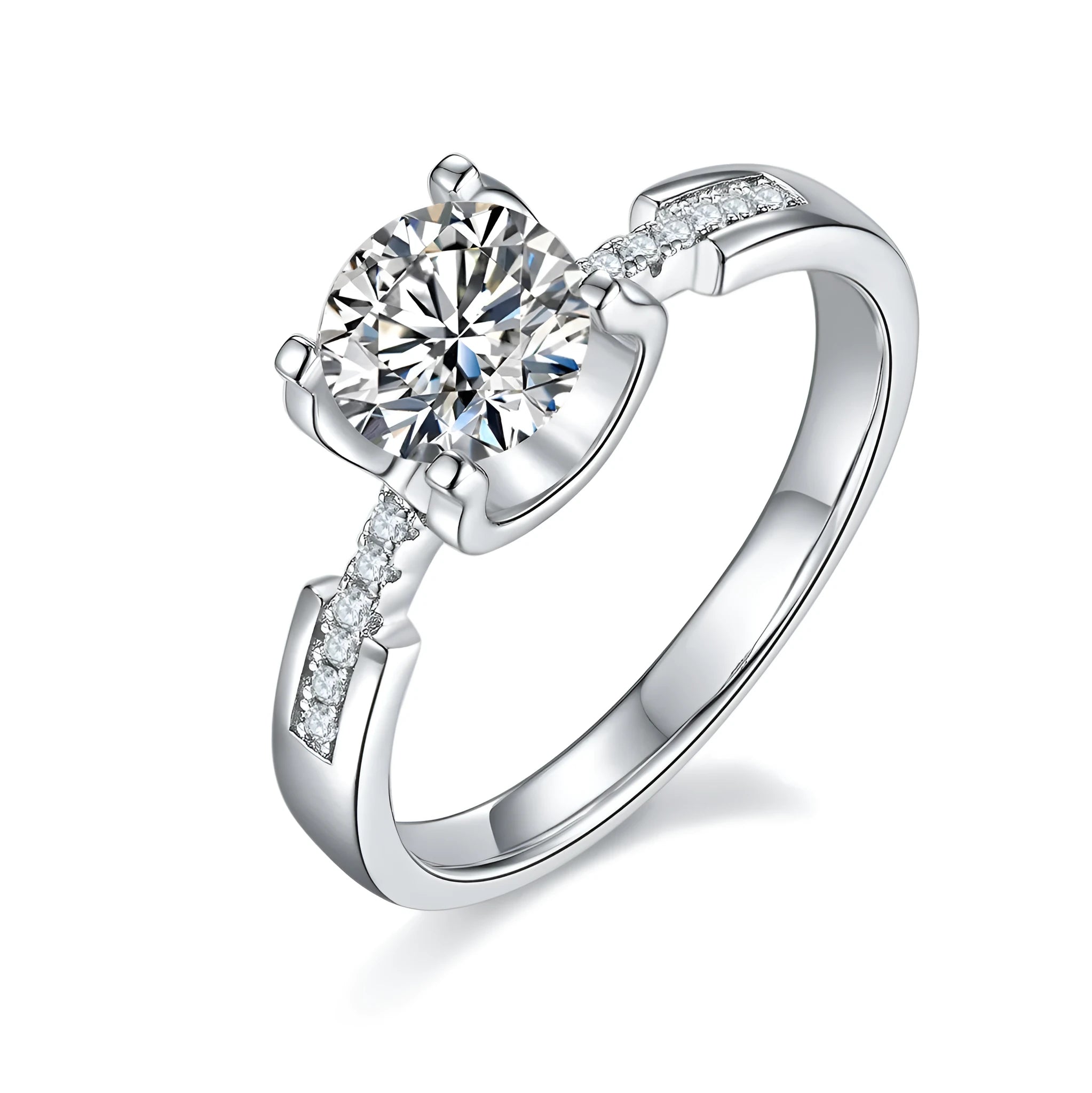 1-carat moissanite wedding ring set S925 silver platinum plated with diamond pen inspection