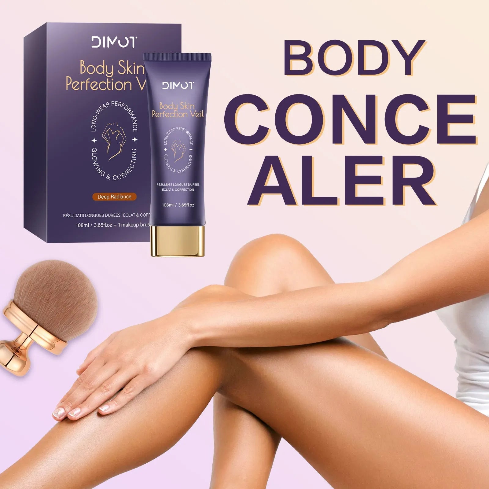 108ml waterproof body concealer cream block with application brush for covering tattoos and birthmarks