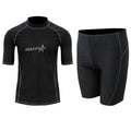 Men's navy blue quick-drying half sleeve wetsuit suit for swimming and snorkelling.
