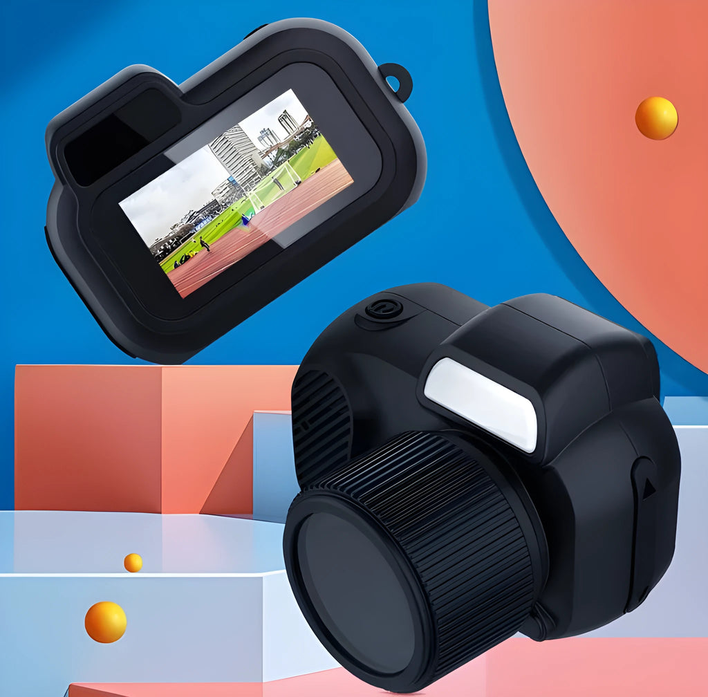 Black Y3000 model HD outdoor sports camera with 0.96 inch screen showing compact size