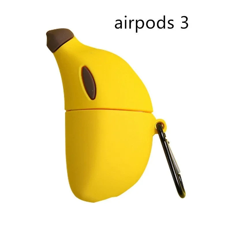 Yellow banana silicone protective case for AirPods Pro and AirPods 3 wireless headphones