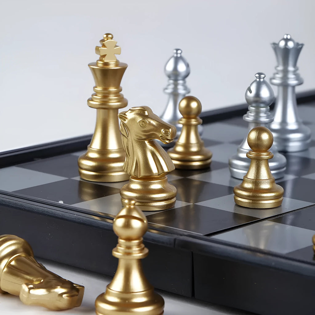 Portable folding ABS plastic chessboard 32cm x 25cm for students and children