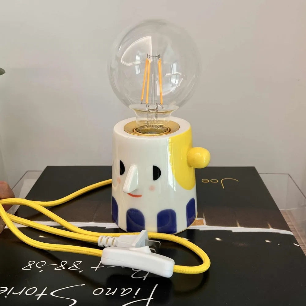 Handmade ceramic bedside lamp with ball headlight shade creative decoration