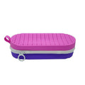 Silicone glasses case in six colour options showing dimensions of 200x80x50mm with long hand carrying design