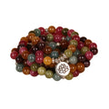 108-bead multi-layer lotus hanging bracelet in a tourmaline colour with alloy construction.