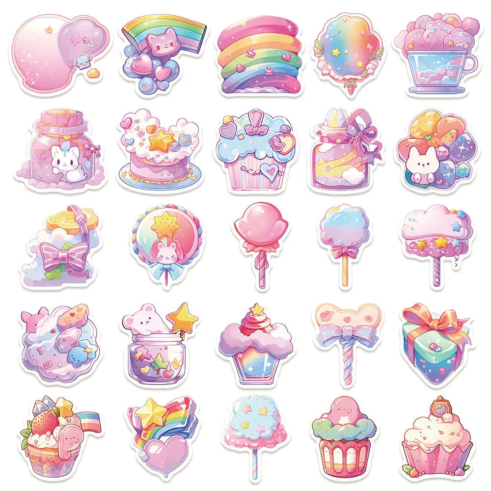 Cute candy small object decorative waterproof stickers in fresh colours for hand account decoration