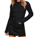 Long-sleeved slim fit knitted pullover sweater in acrylic fabric on a hanger, shown in light grey colour.