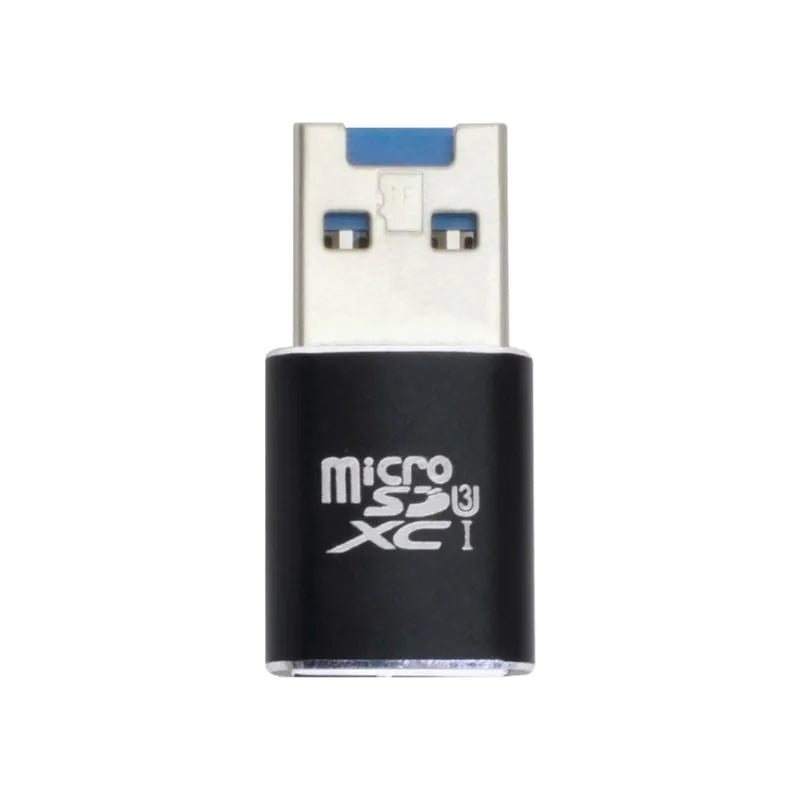 Black USB 3.0 card reader for Micro SD memory cards with SDHC and SDXC support.