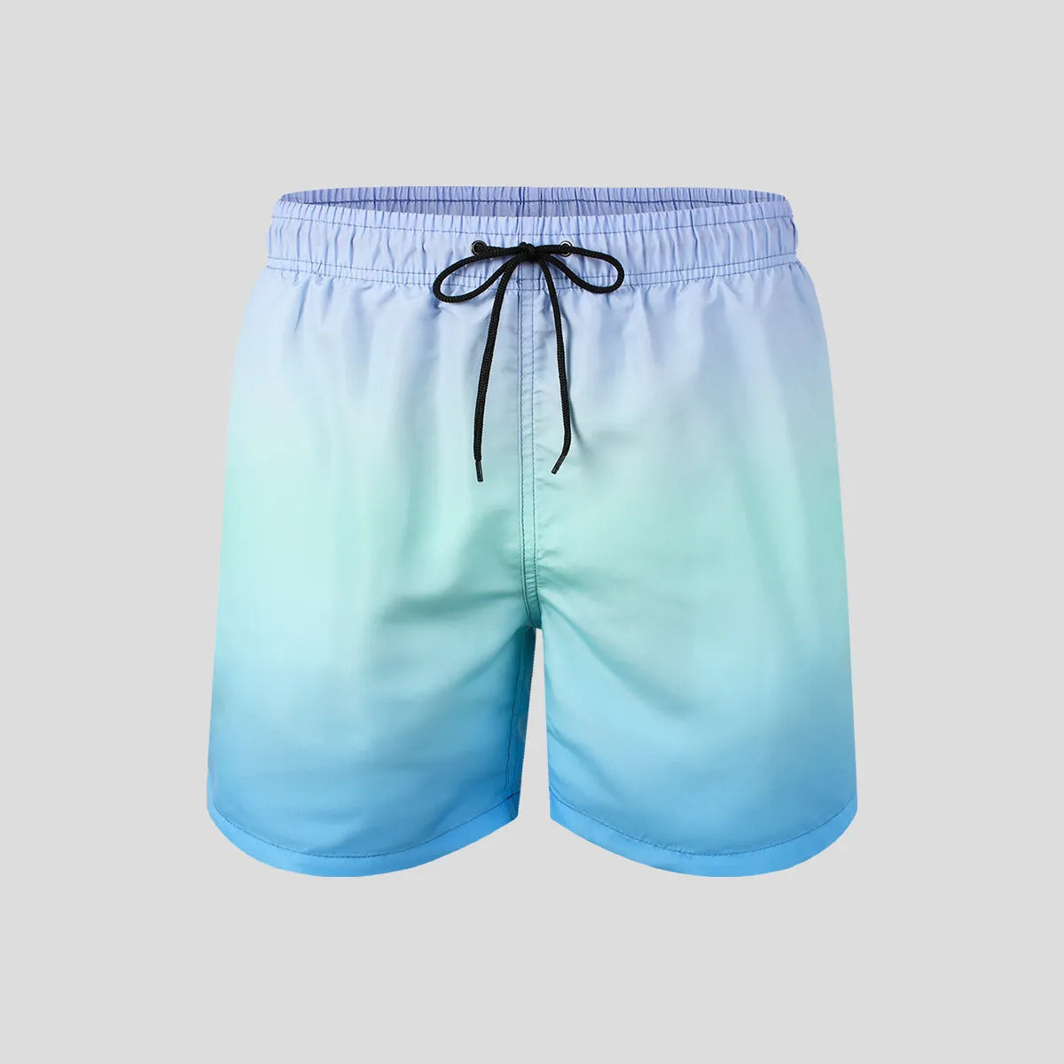 Men's gradient colour 3D digitally printed mesh sports shorts shown in multiple size options.