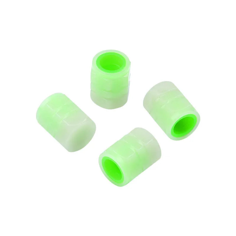 Rubber luminous car valve caps measuring 16mm diameter for universal tyre valve stems