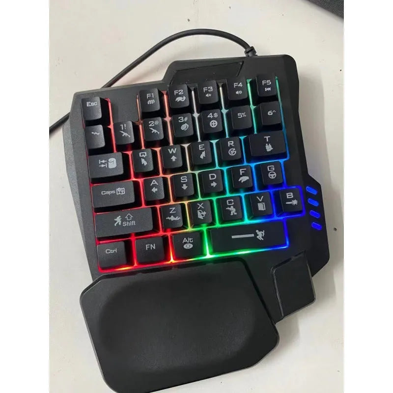 Single-handed mechanical keyboard and mouse set with ABS build and 1.5-metre USB cable