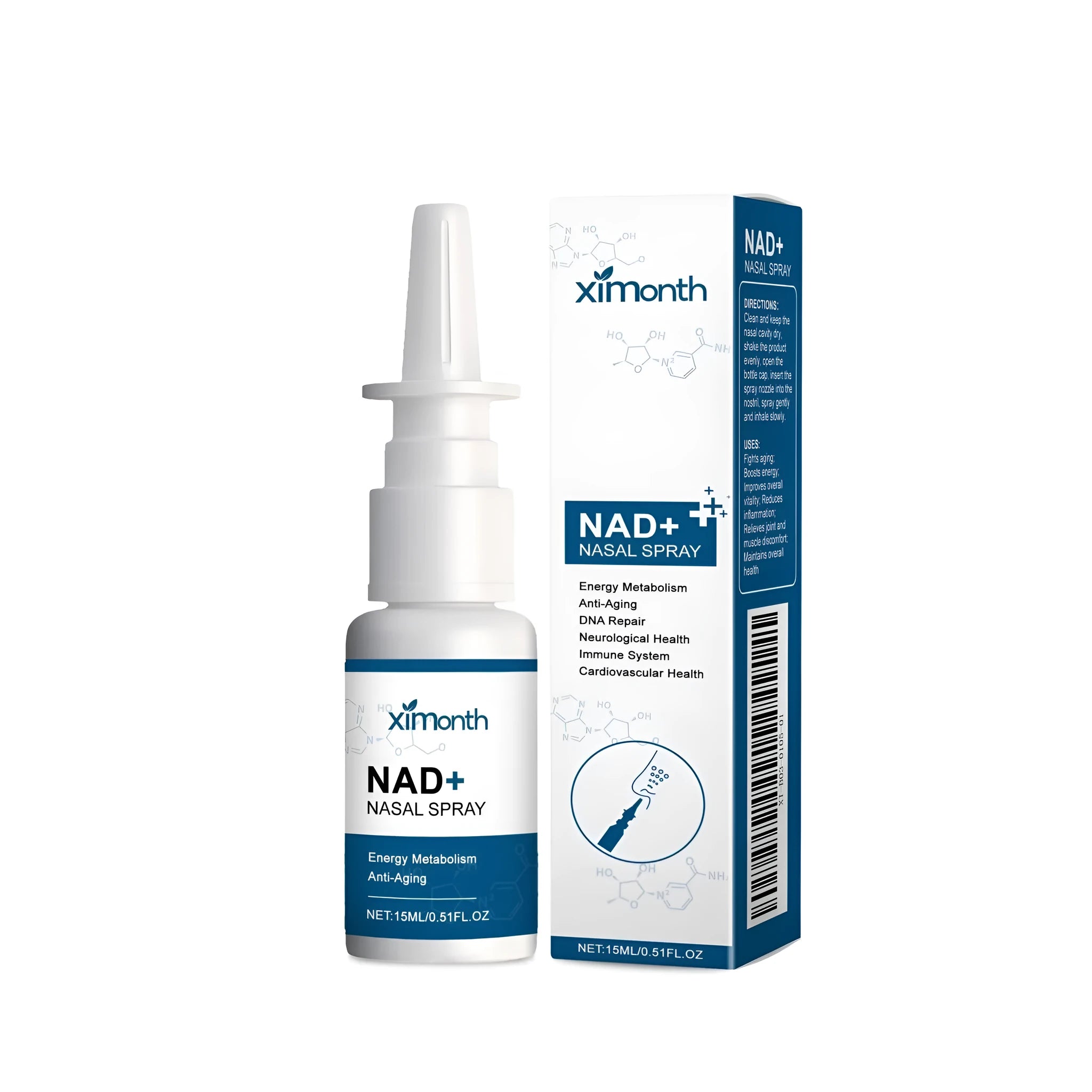 15ml bottle of calendula and mint herbal nasal spray on white background.