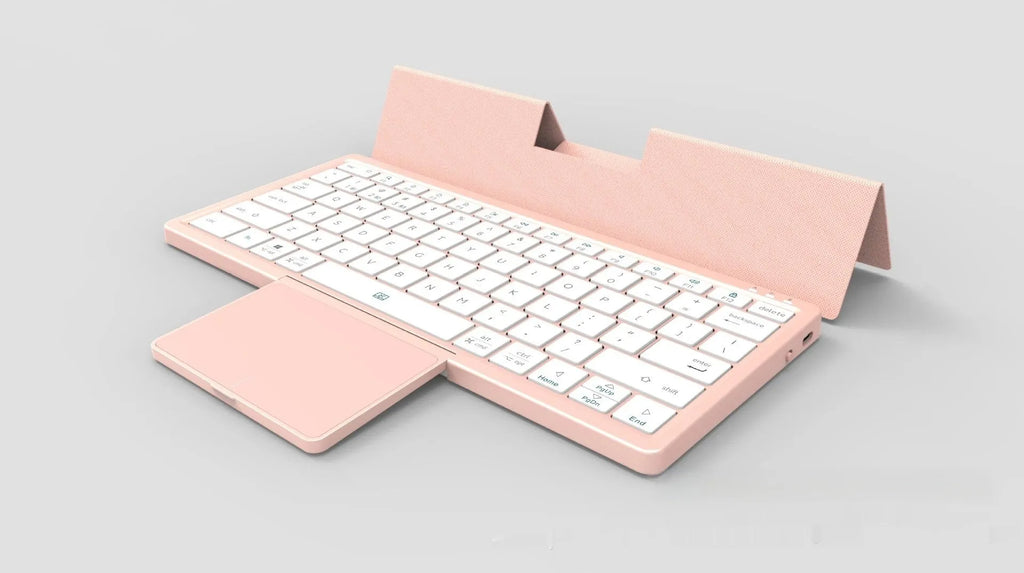 Three-in-one wireless Bluetooth keyboard with touchpad and leather sheath stand for tablets