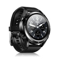 Black smart watch with silicone strap showing blood pressure and oxygen monitoring on its 1.28 inch screen