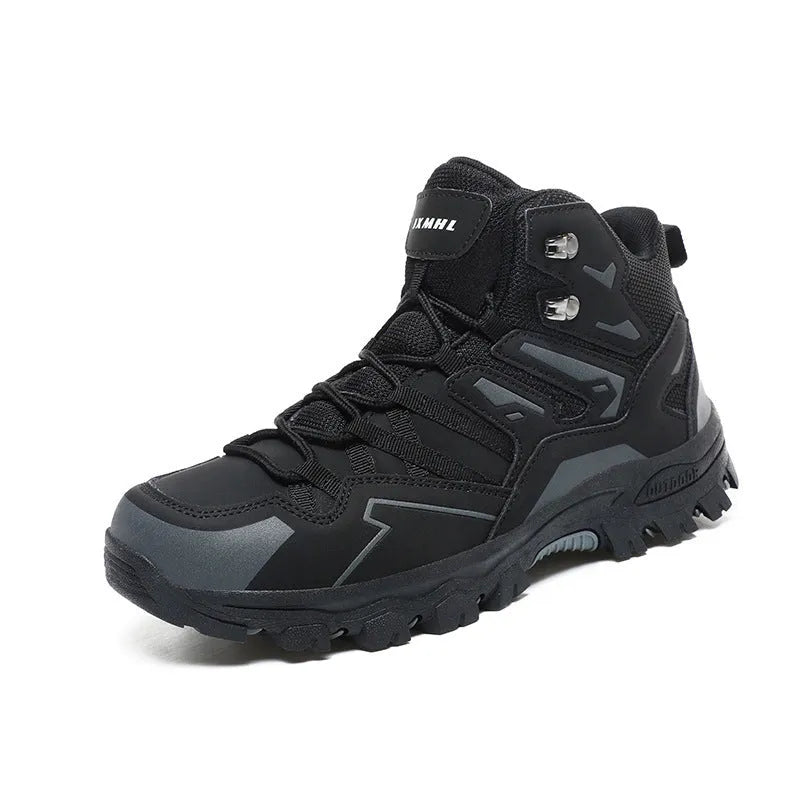 High-top hiking shoes with flannel upper in multiple colours and natural rubber outsole