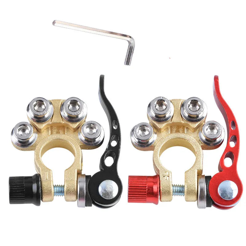 Thickened brass car battery pile head quick disassembly clip connector positive 17.5mm-19.1mm negative 15.9mm-17.5mm