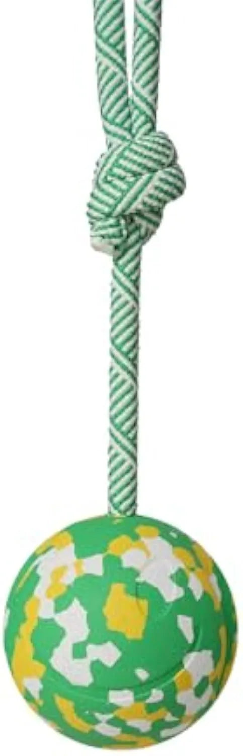 Natural rubber dog ball on nylon rope toy for medium small dogs with 6cm ball diameter