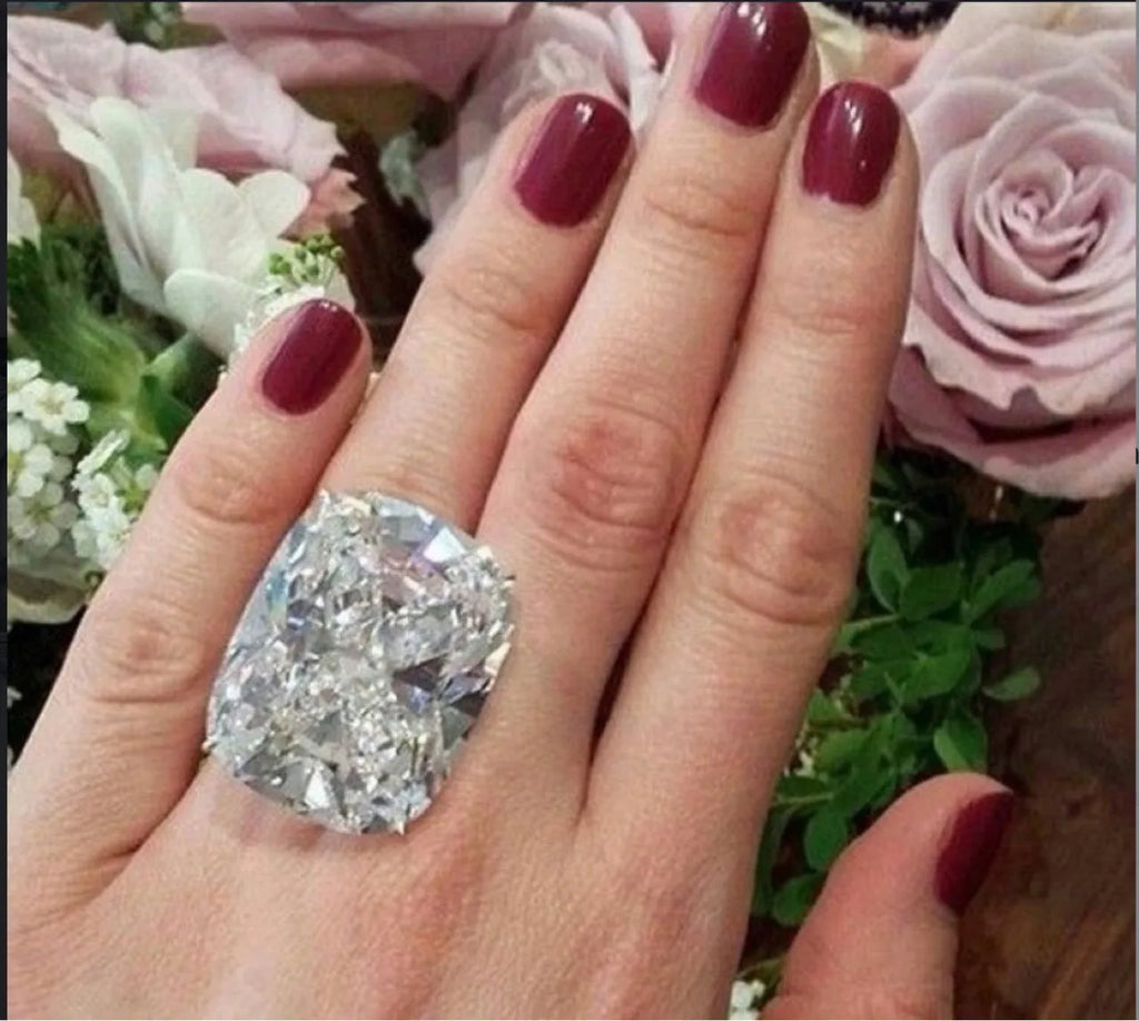 Women's white gold colour geometric ring with inlaid square diamond design on alloy band