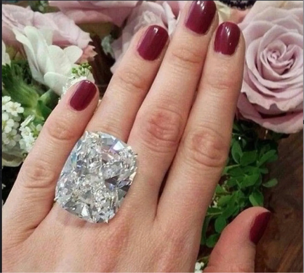 Women's white gold colour geometric ring with inlaid square diamond design on alloy band