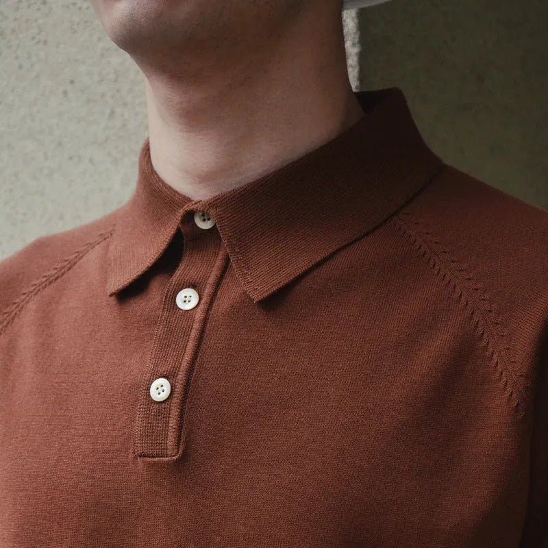 Men's slim fit cotton t-shirt in dark brown colour with short sleeves