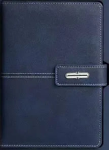 A5 notebook with PU leather cover in one of six colour options, showing wood-free paper inside.