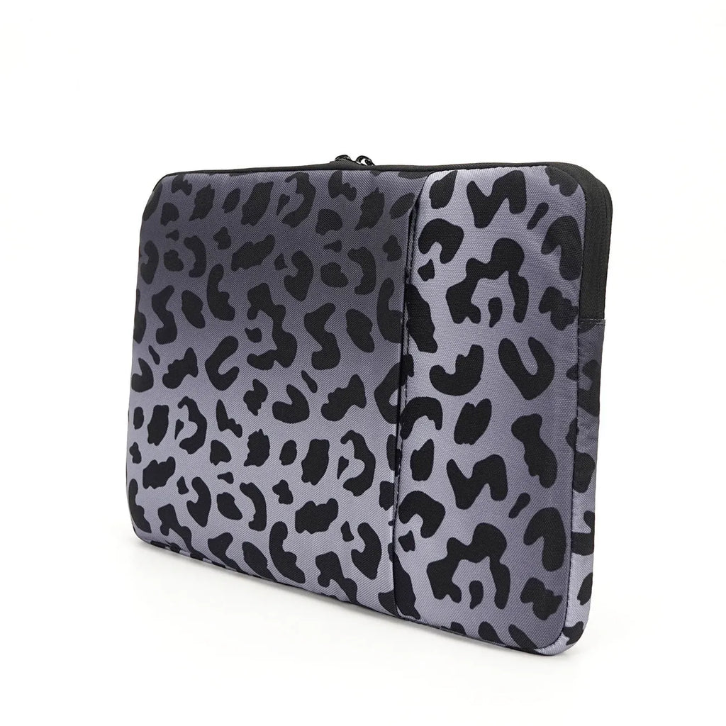 Leopard print laptop sleeve for 13-inch to 16-inch devices with anti-shock waterproof protection