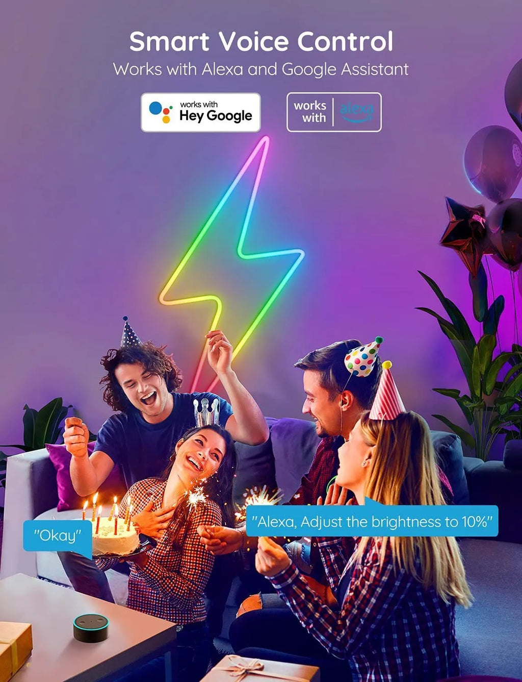 Music neon strip light with Bluetooth WIFI5 RGBIC control 84 LED 5050 beads waterproof 24V for entertainment venue lighting