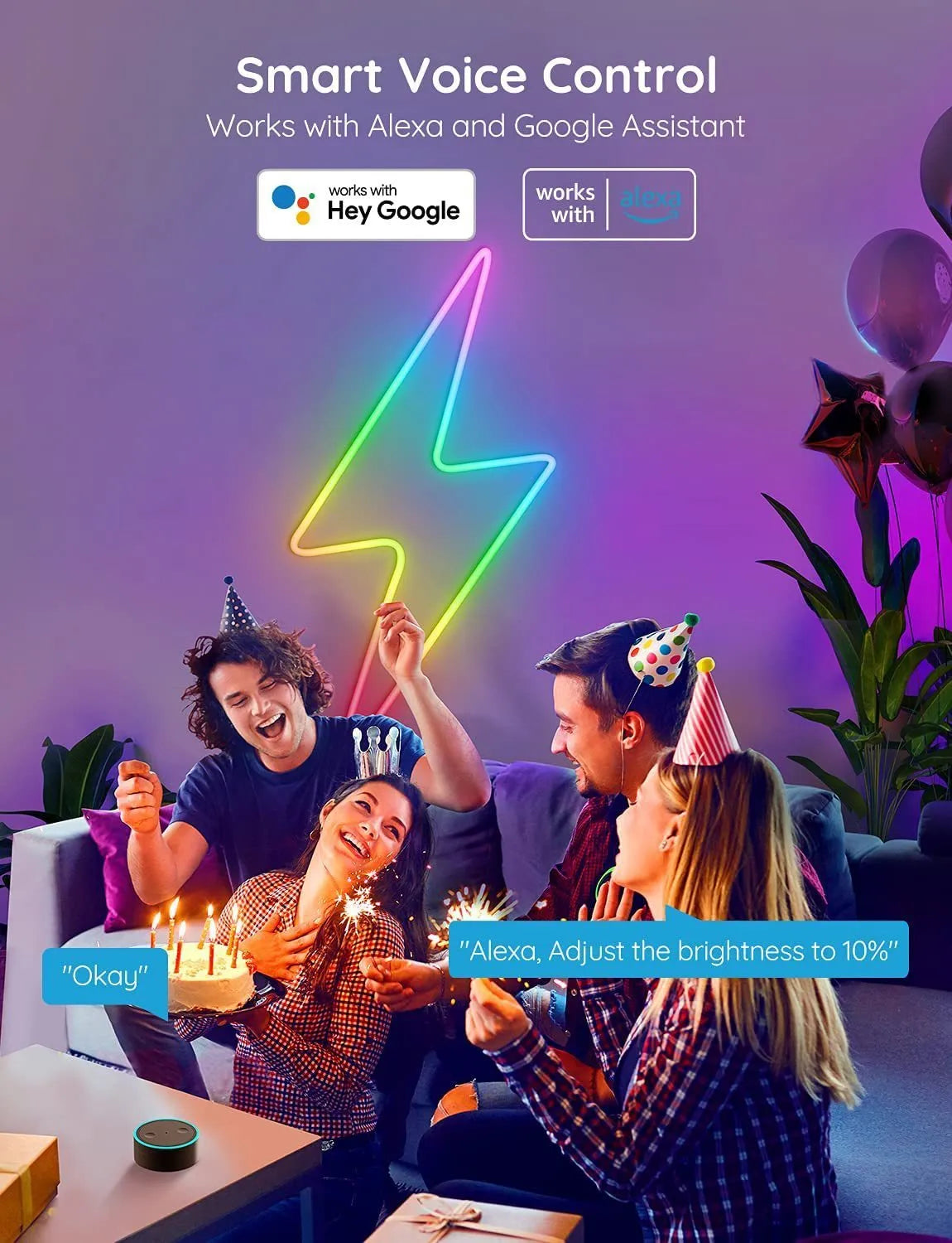 Music neon strip light with Bluetooth WIFI5 RGBIC control 84 LED 5050 beads waterproof 24V for entertainment venue lighting